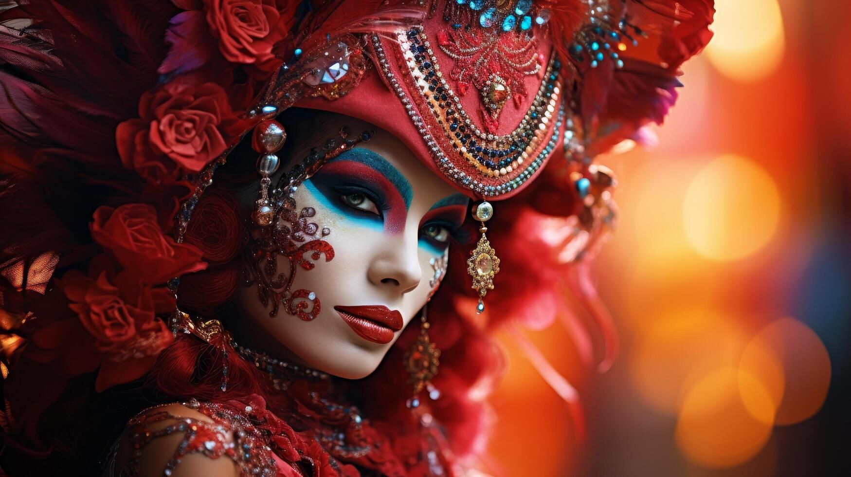 Vibrant and ornate portrait of a woman in traditional indian costume photo