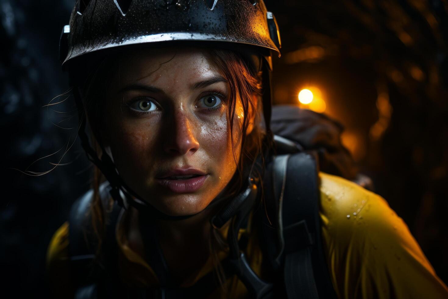Brave firefighter in action during emergency response photo
