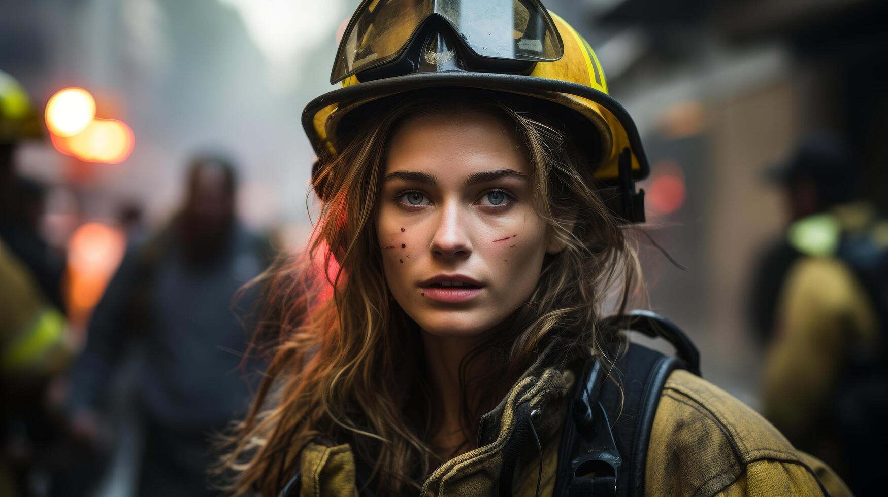 Determined firefighter in protective gear photo