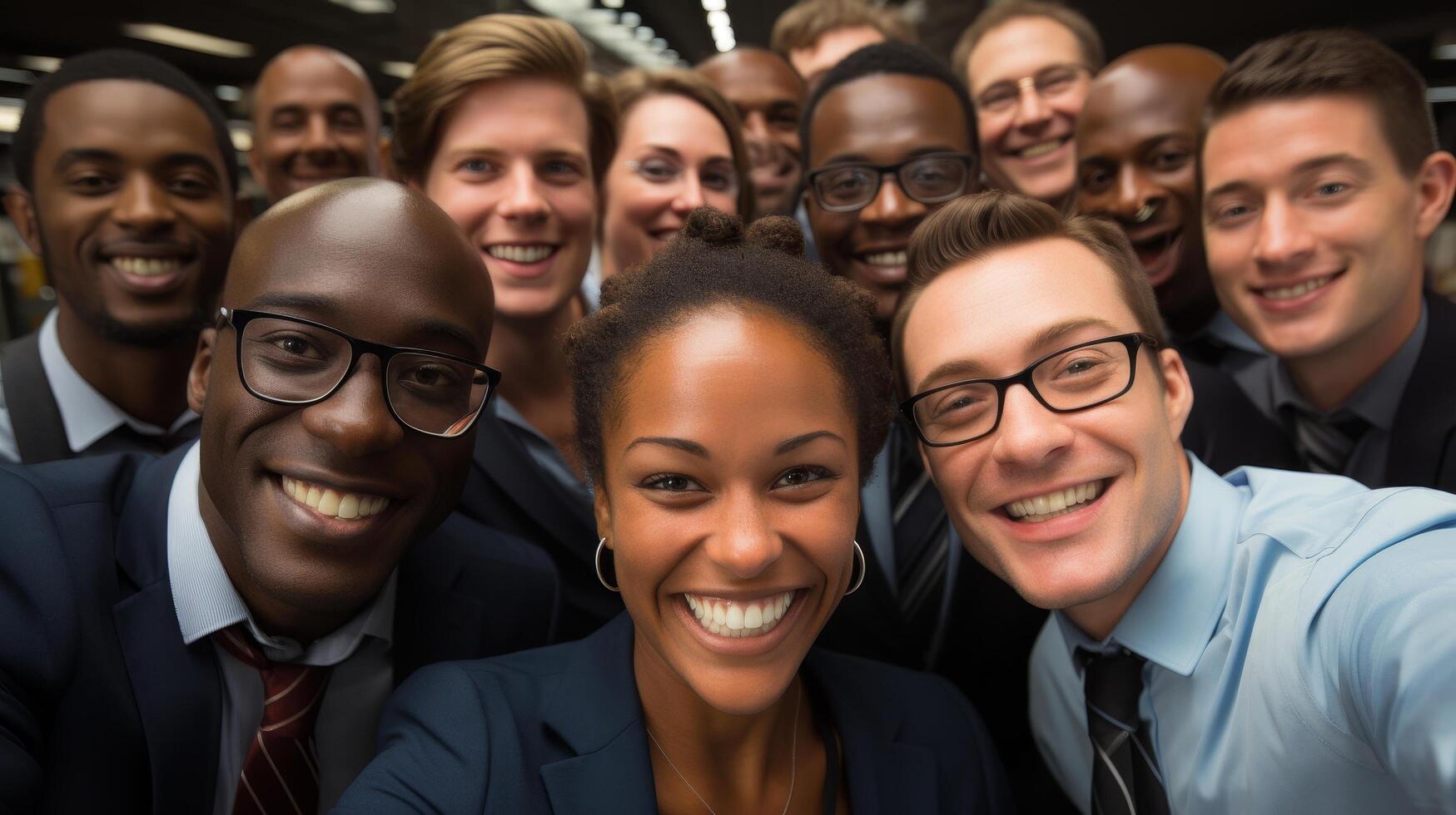 Diverse business team smiling together photo
