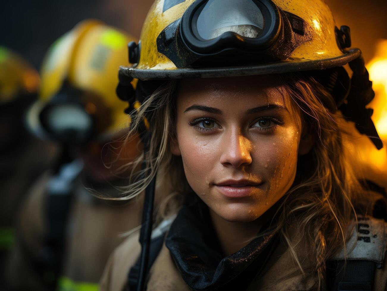Determined firefighter in protective gear photo