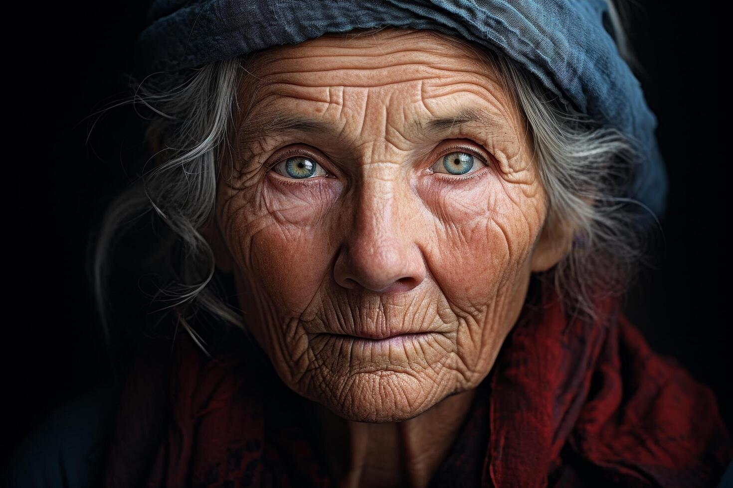Weathered face of an elderly person photo