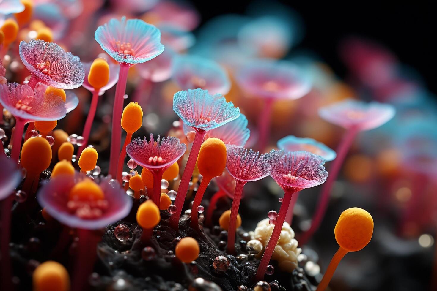 Vibrant mushroom cluster in a forest photo
