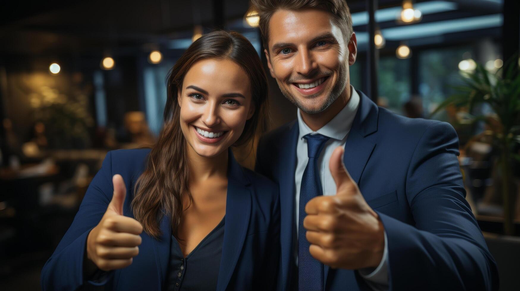 Successful business partners celebrating their accomplishments photo