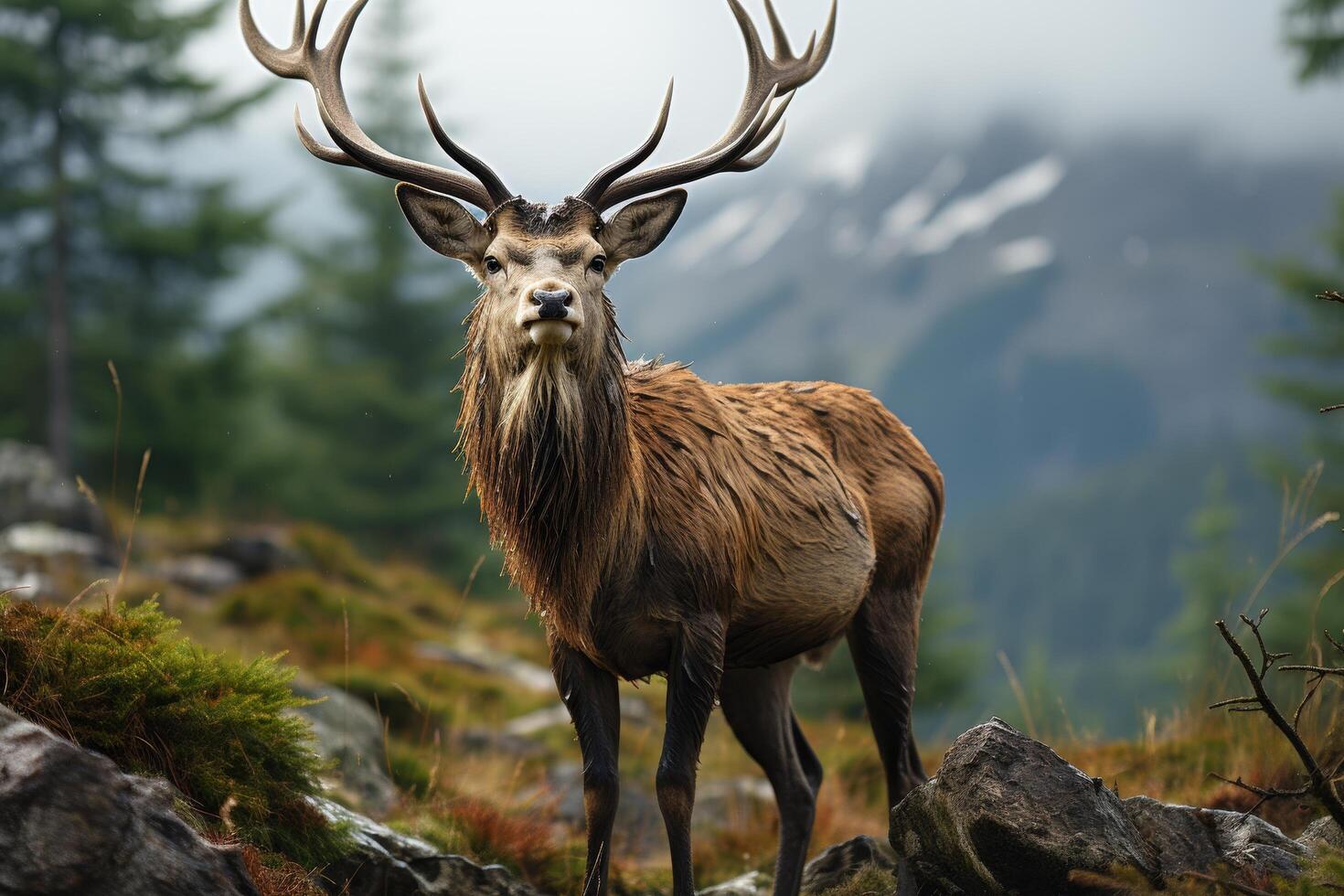 Majestic deer standing in the forest photo