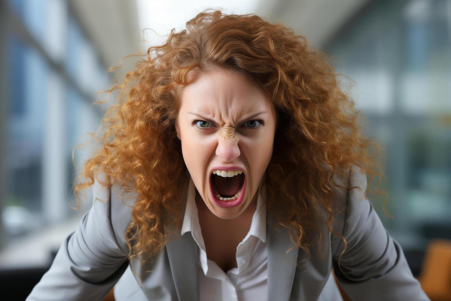 angry businesswoman shouting photo