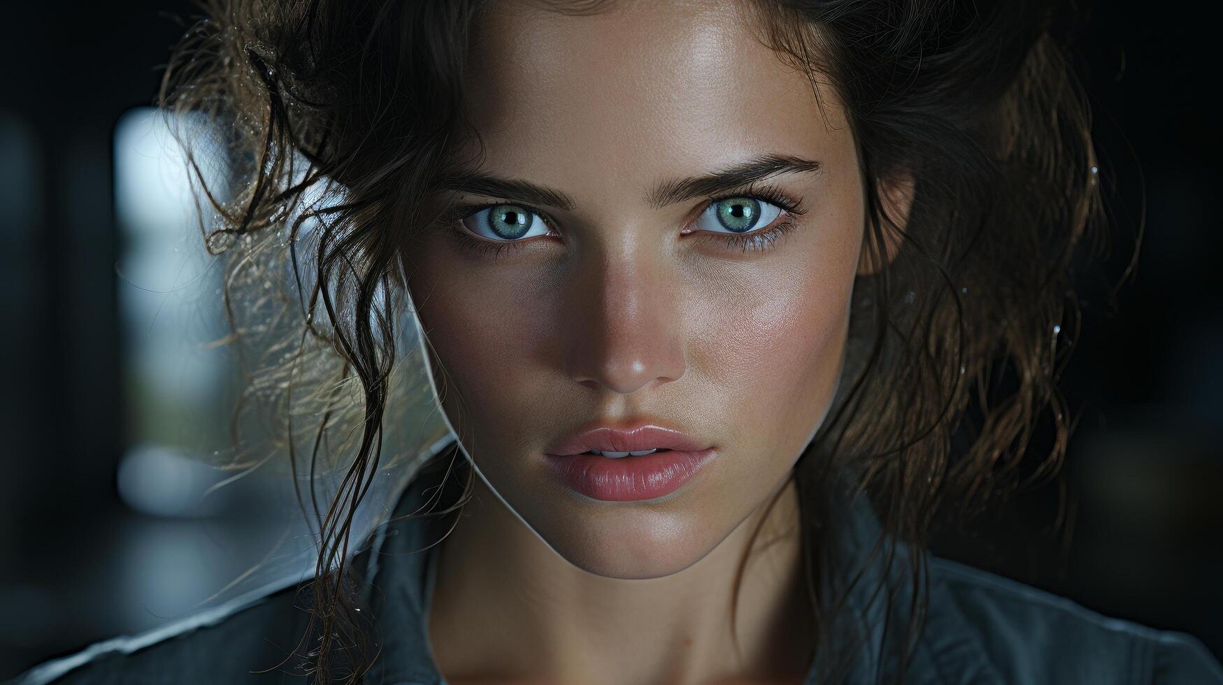 Intense gaze of a mysterious woman photo