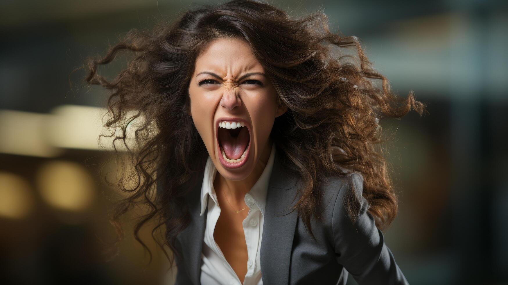 Angry businesswoman shouting photo