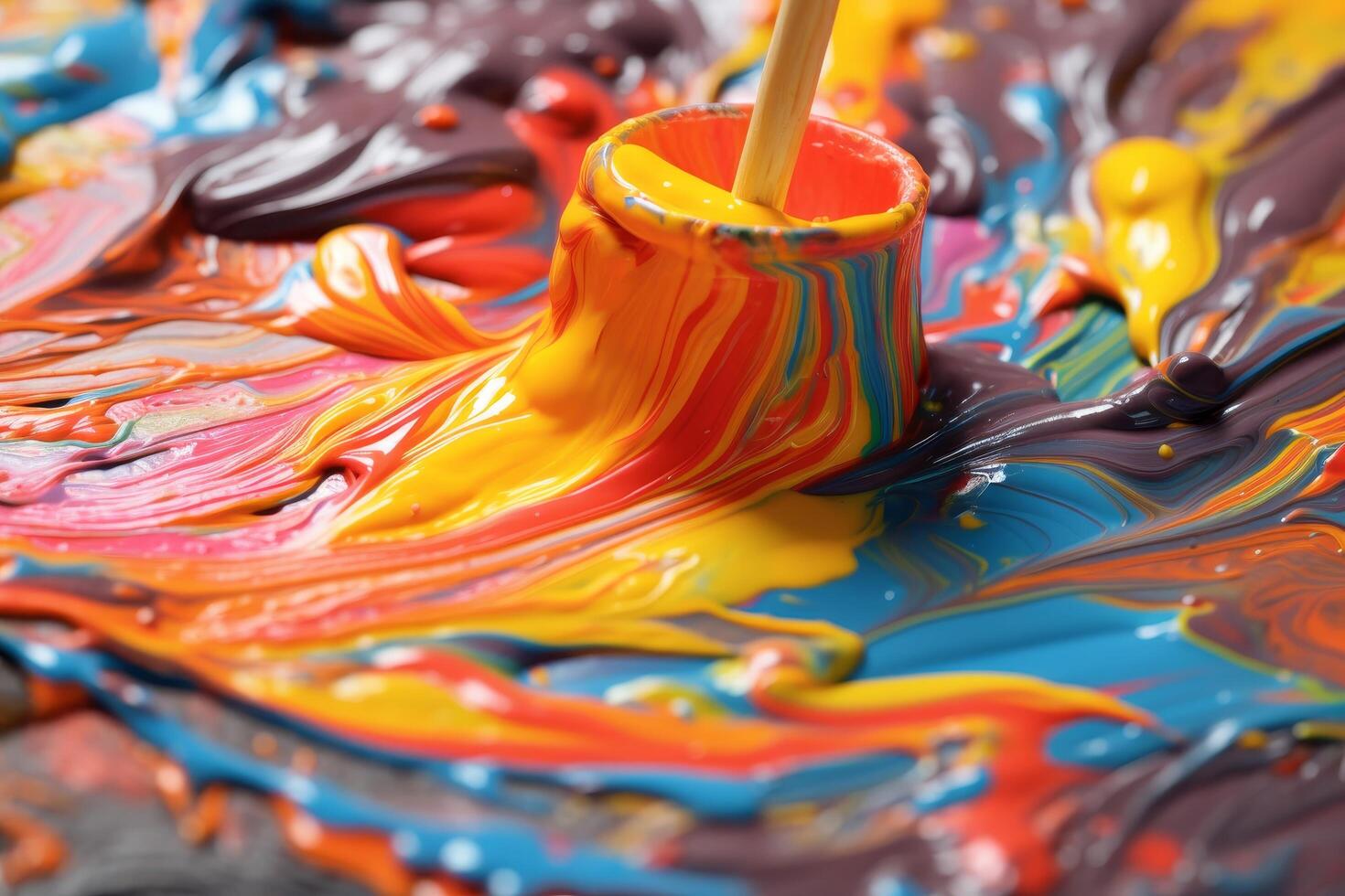 Vibrant abstract paint swirls and splashes photo