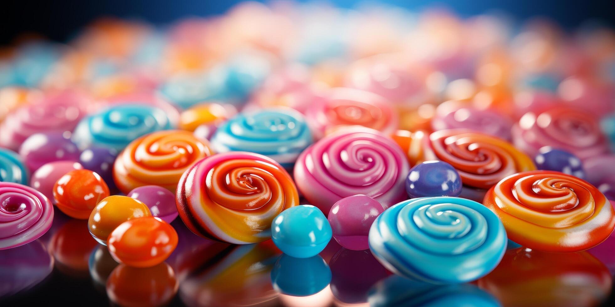 Colorful candy swirls and lollipops photo