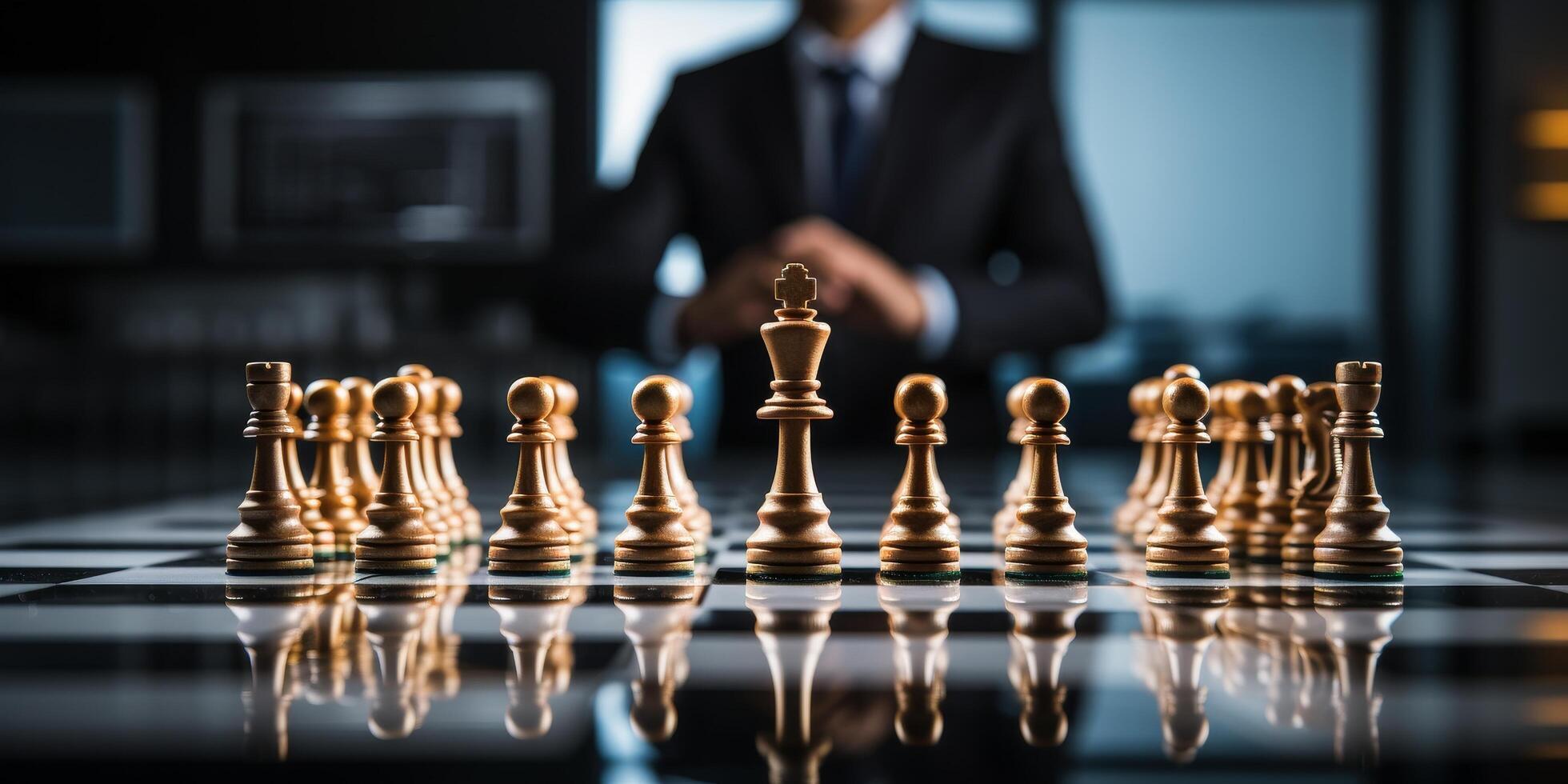 Business strategy and leadership concept with chess pieces photo