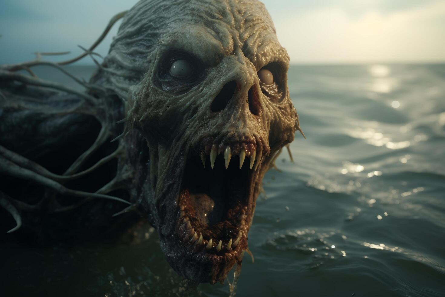 Terrifying deep sea creature with sharp teeth photo
