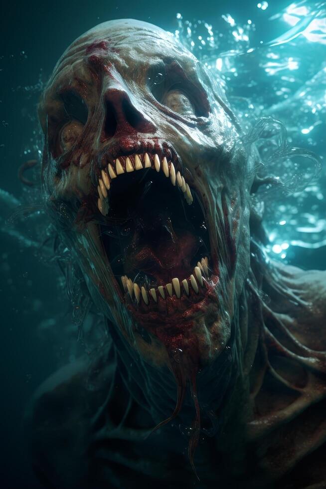 Terrifying deep sea creature with gaping maw photo