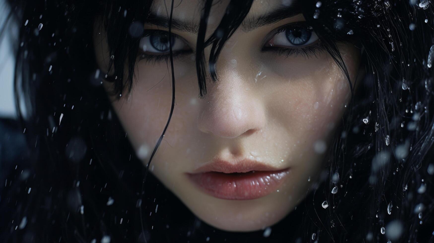 Pensive woman in the rain photo