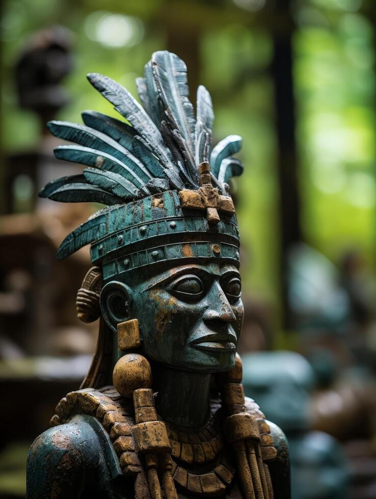 Detailed Mayan Statue in Lush Jungle photo