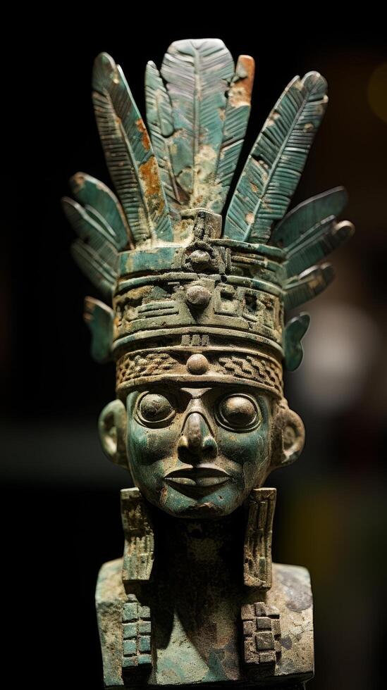 Ornate ancient mesoamerican statue photo