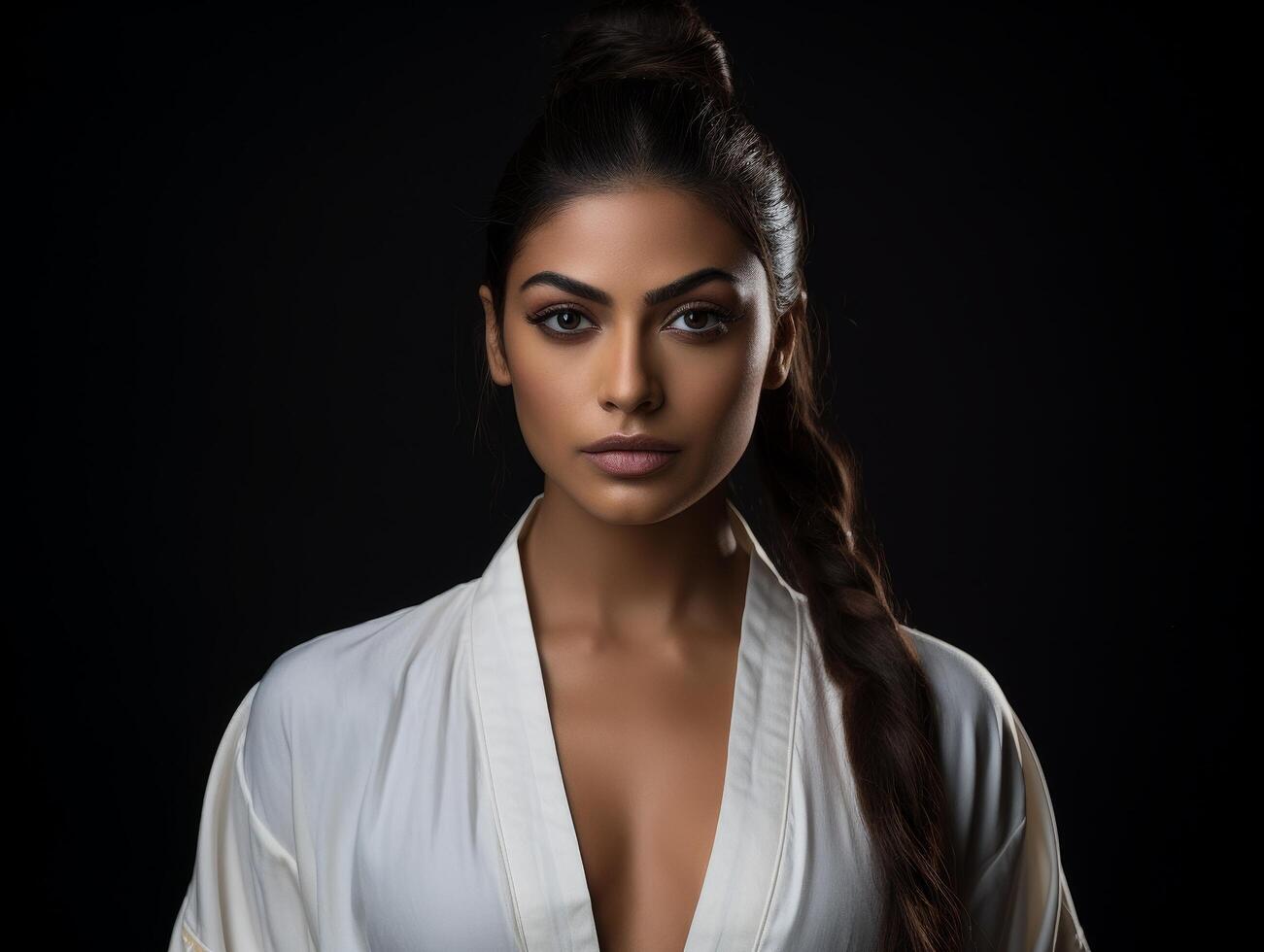 elegant woman in white robe photo