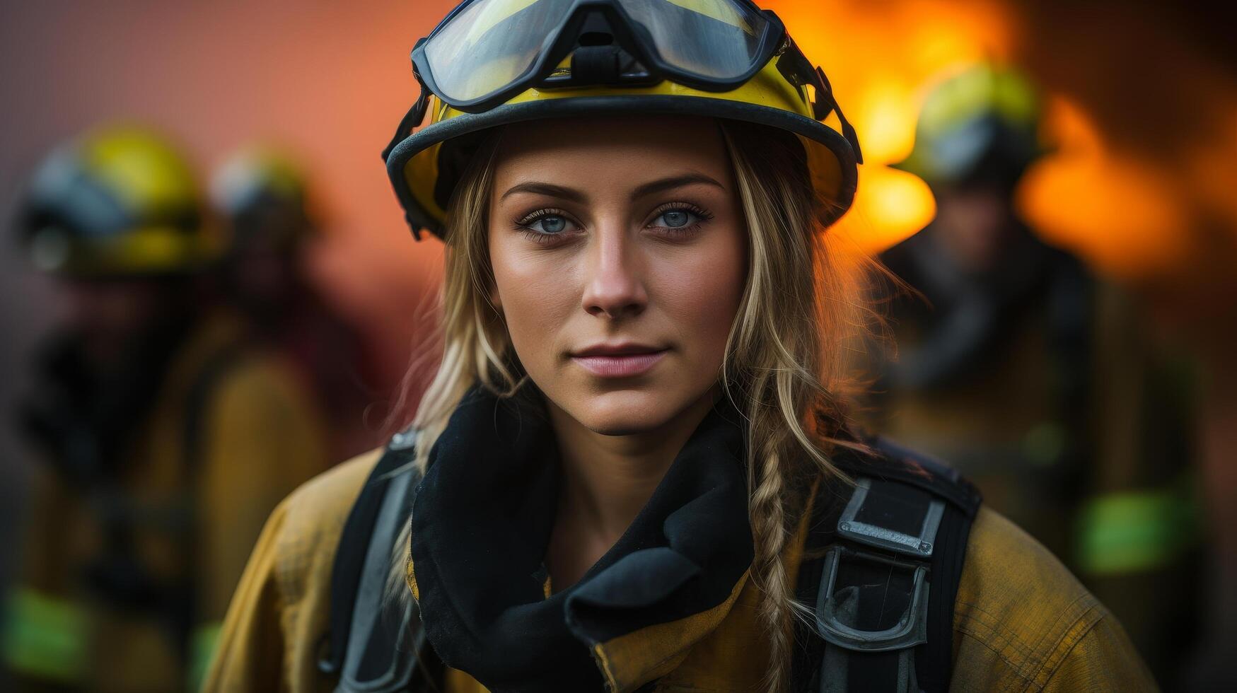 Determined firefighter in protective gear photo