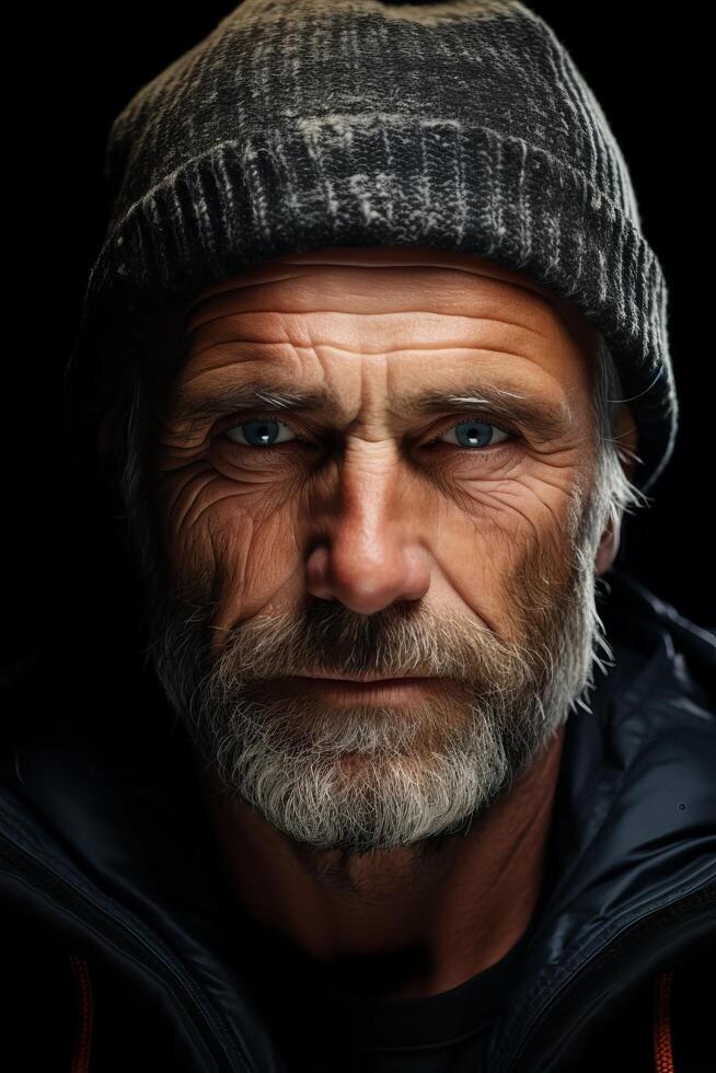 Rugged man with beard and hat photo