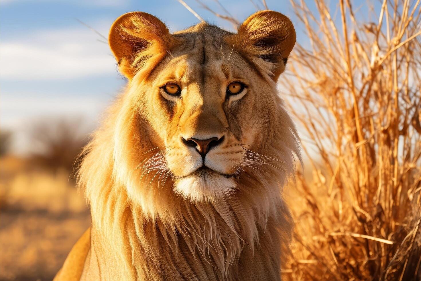 Majestic lion in the wild photo