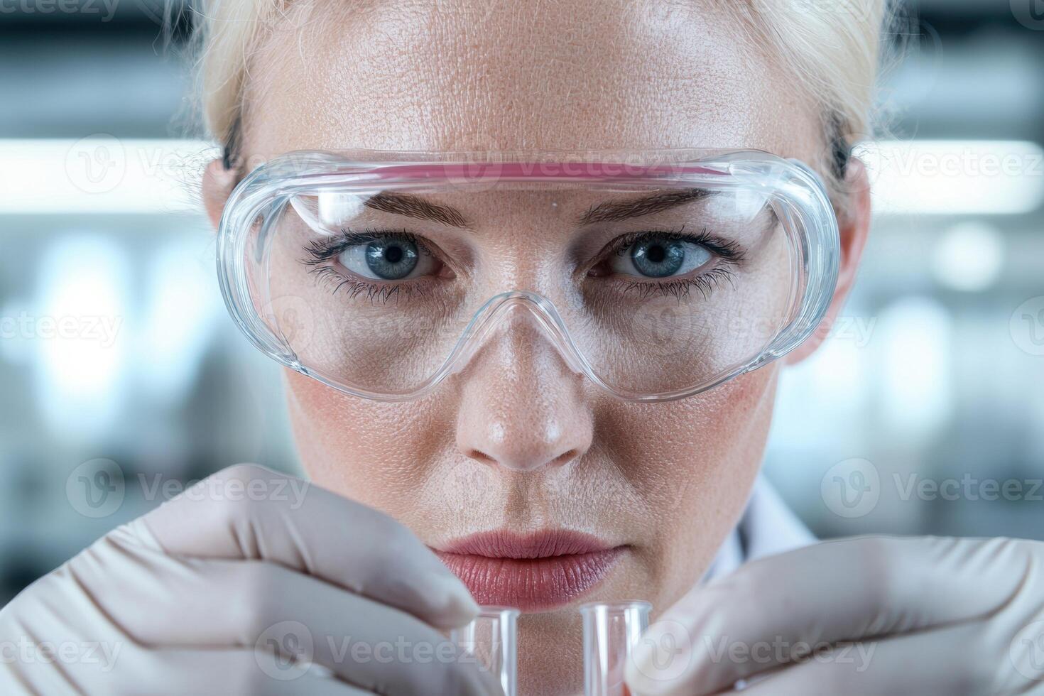 Female scientist conducting research in a laboratory photo