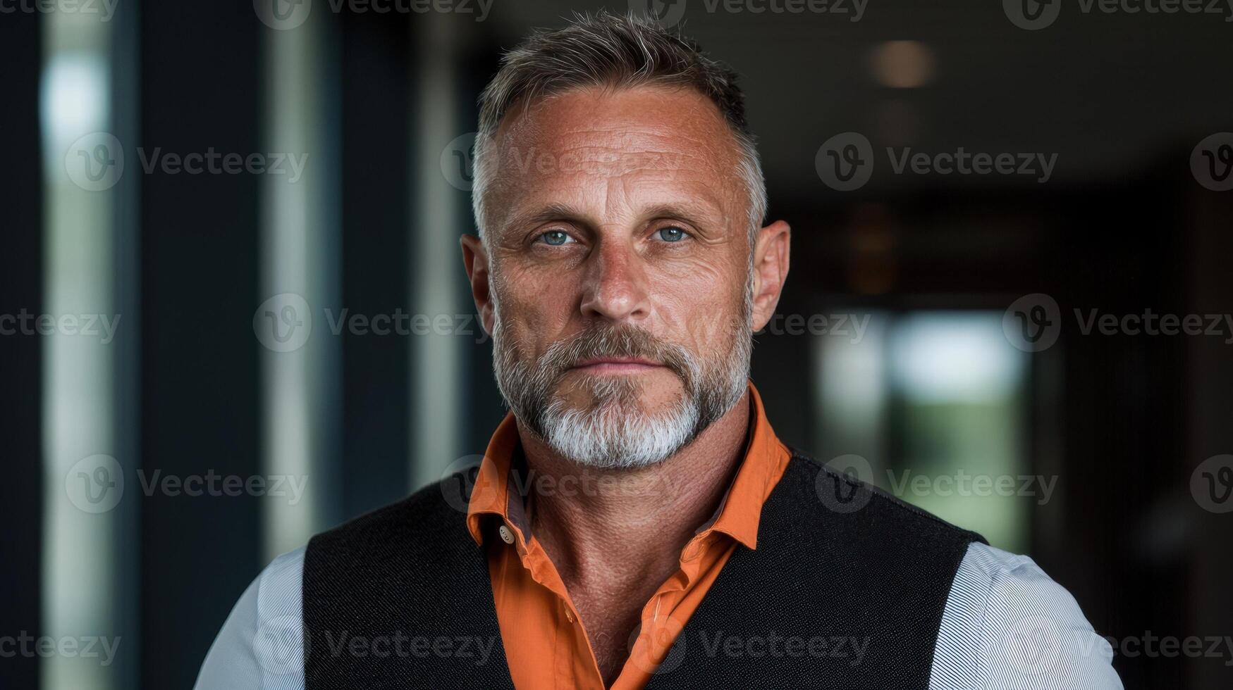 Portrait of a confident middle aged man in a waistcoat photo