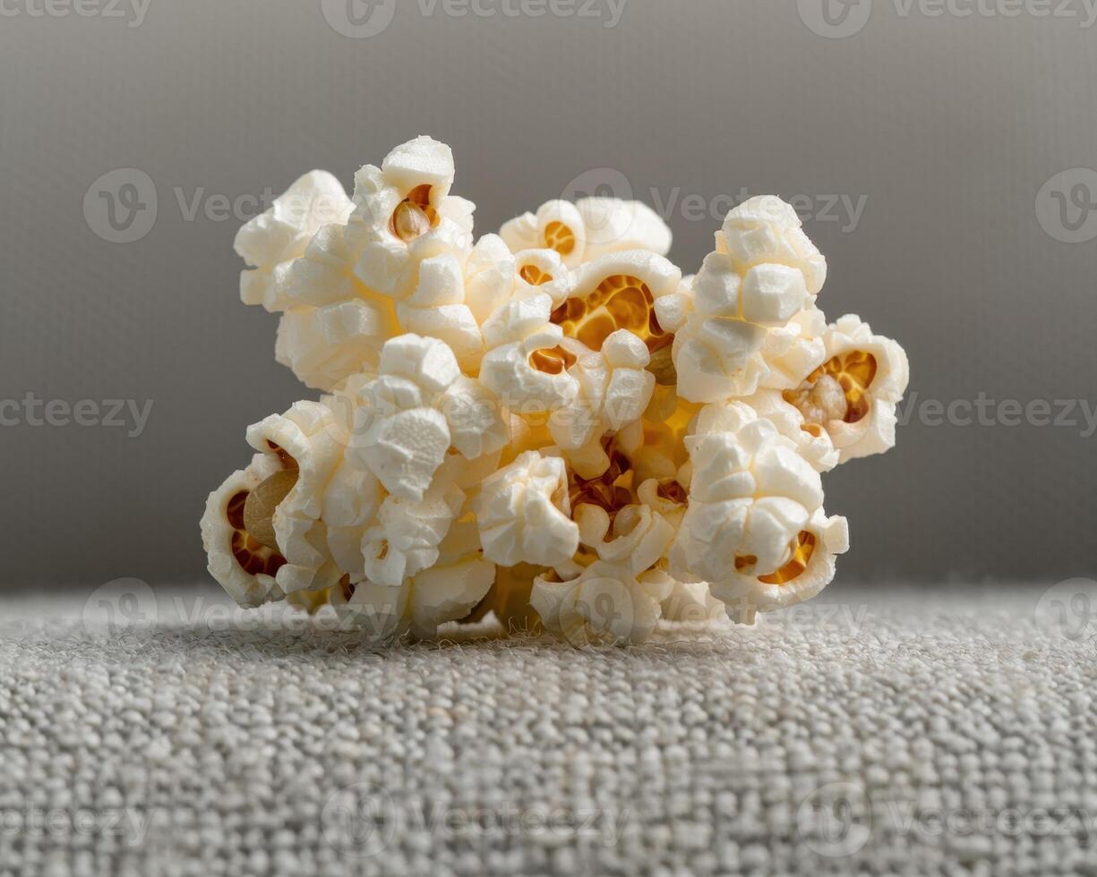 Close up of a pile of popcorn on a textured surface photo
