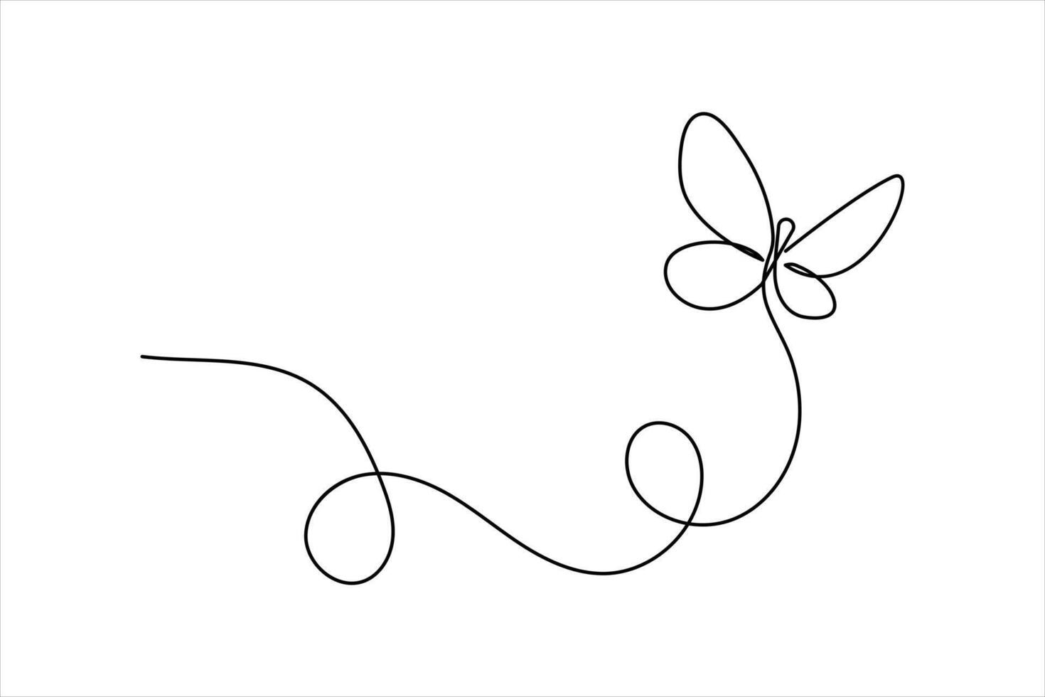 Continuous one line drawing of Butterfly linear style Hand drawn minimalism icon vector