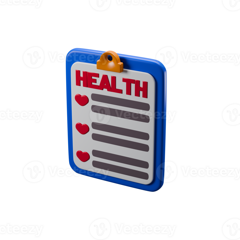 Health Document Icon 3D Render Illustration png