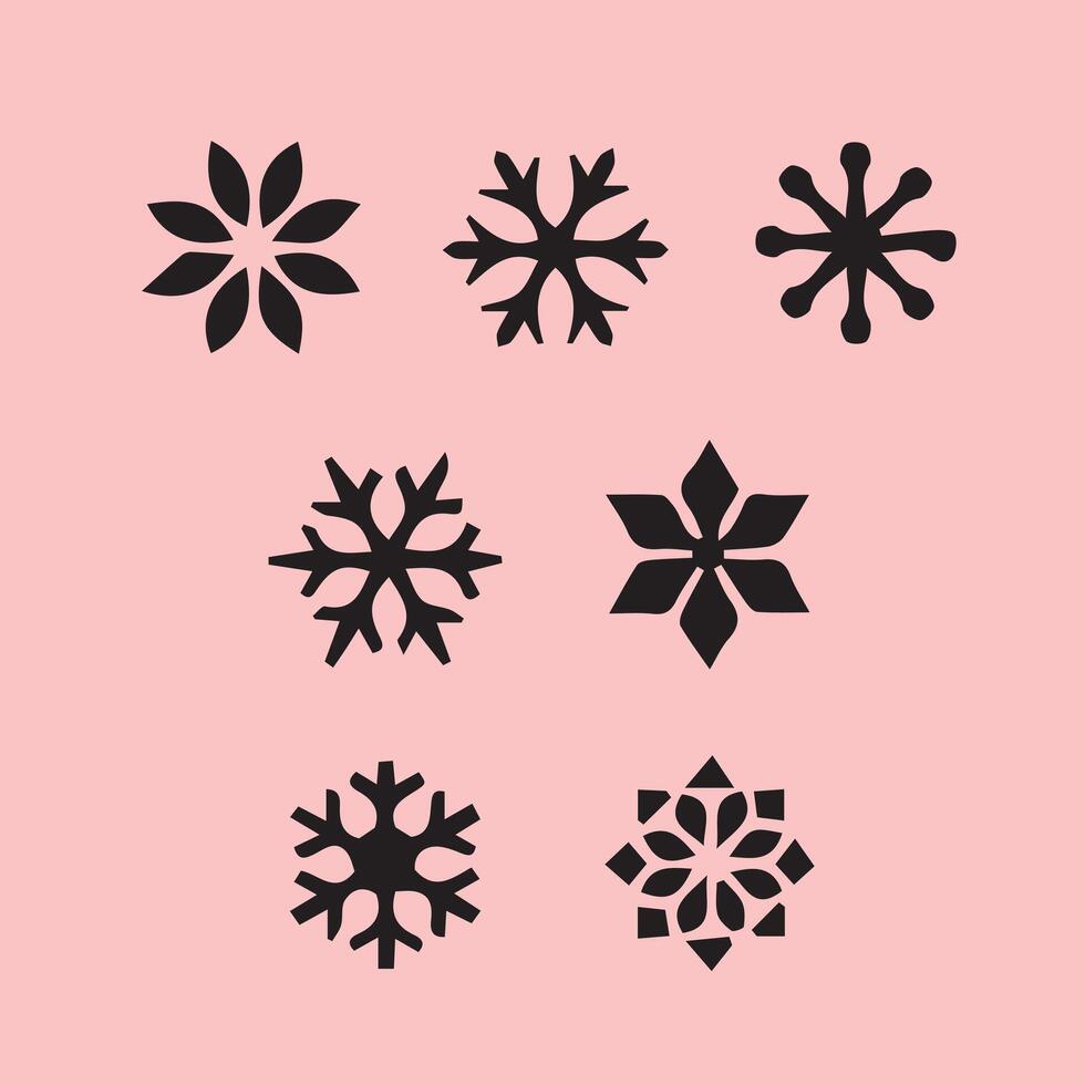 Collection of Unique Black Snowflake vector