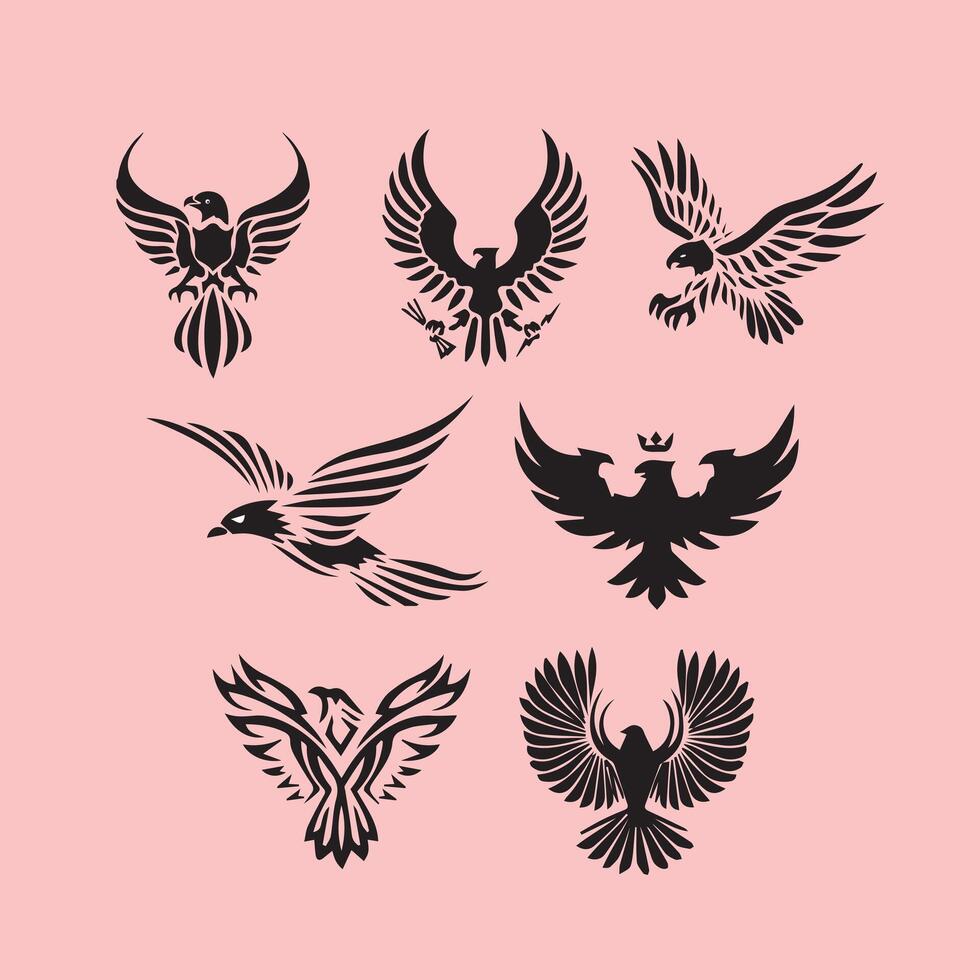 Silhouettes of different bird species that showcase their unique shapes and movements vector