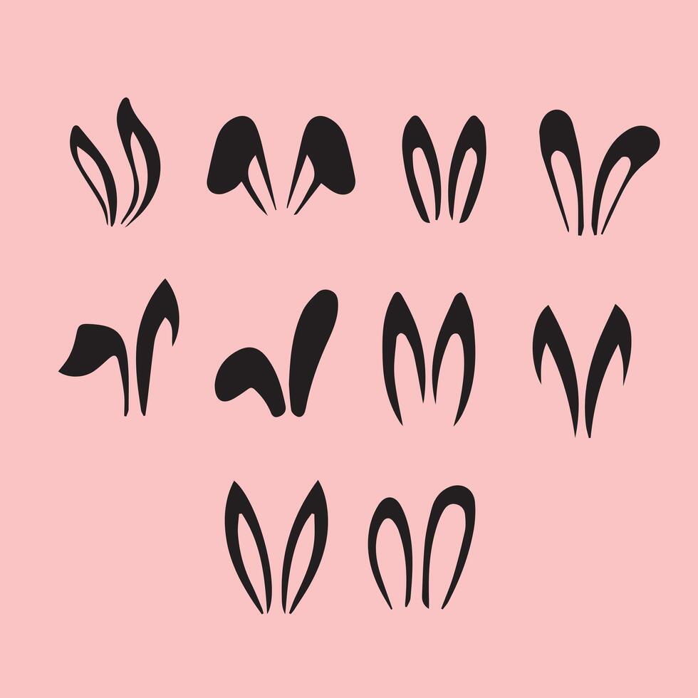 Charming Black Bunny Ear Illustrations vector