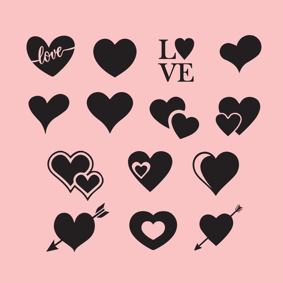 Heart shape and love symbol collection for decoration and design vector