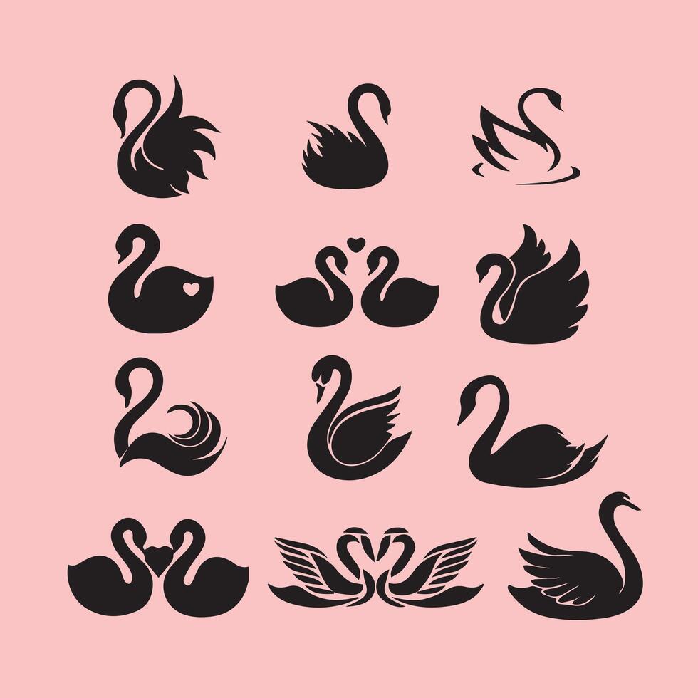 The silhouette of the black goose is arranged in a lattice pattern for artistic design purposes vector