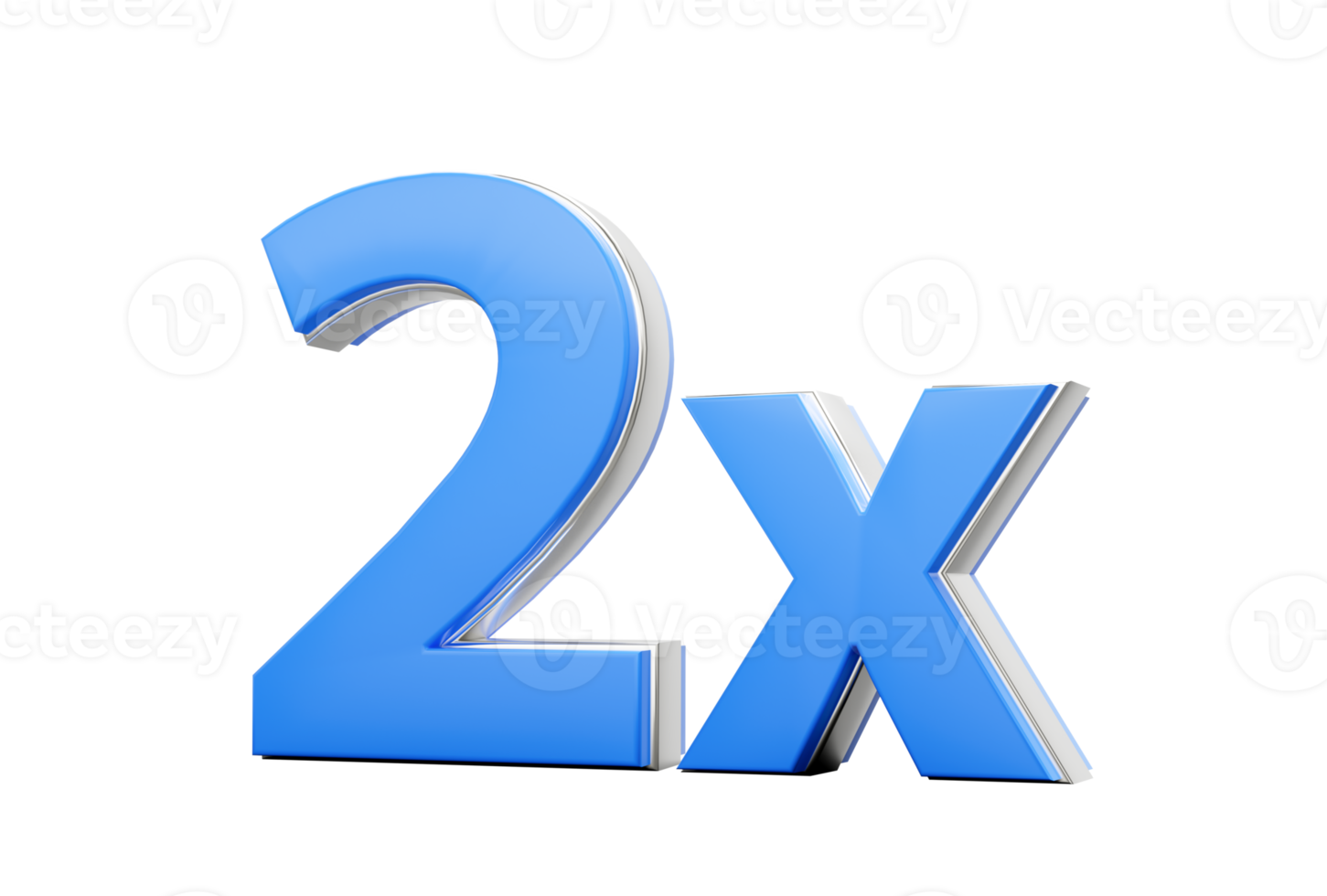 Blue 2x Symbol Two x Or 2 Times For Advertising And Dynamic Sales Presentations 3D Illustration png