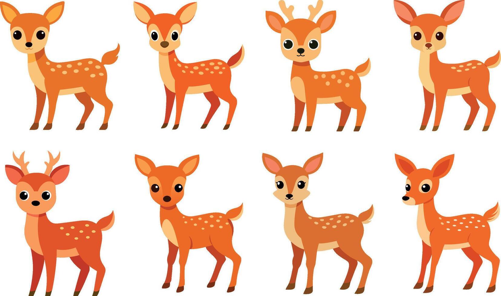 Deer, collections of cute deer art illustration vector