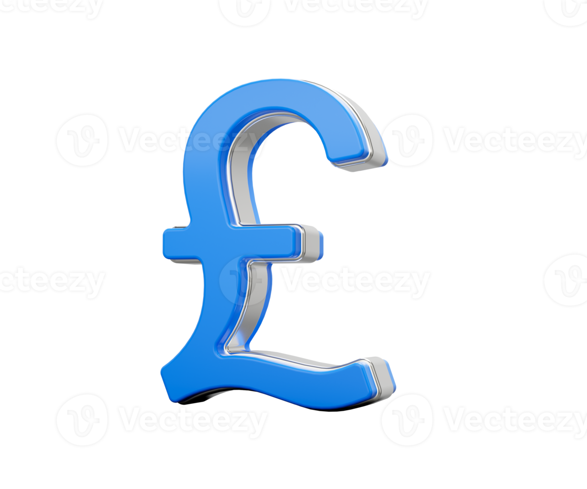 Vibrant Blue British Pound Currency Symbol Gleams With Sleek Modern Design 3D Illustration png