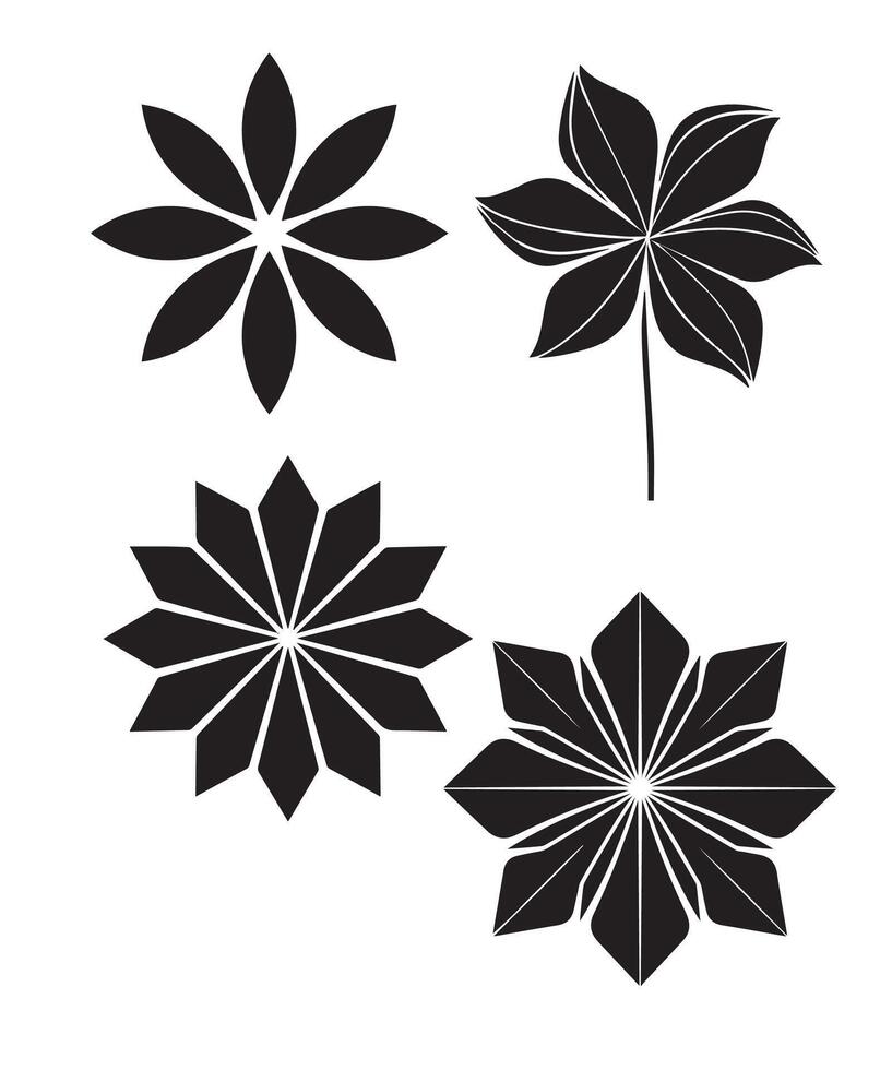 Black and White Flower Silhouette for Decoration vector
