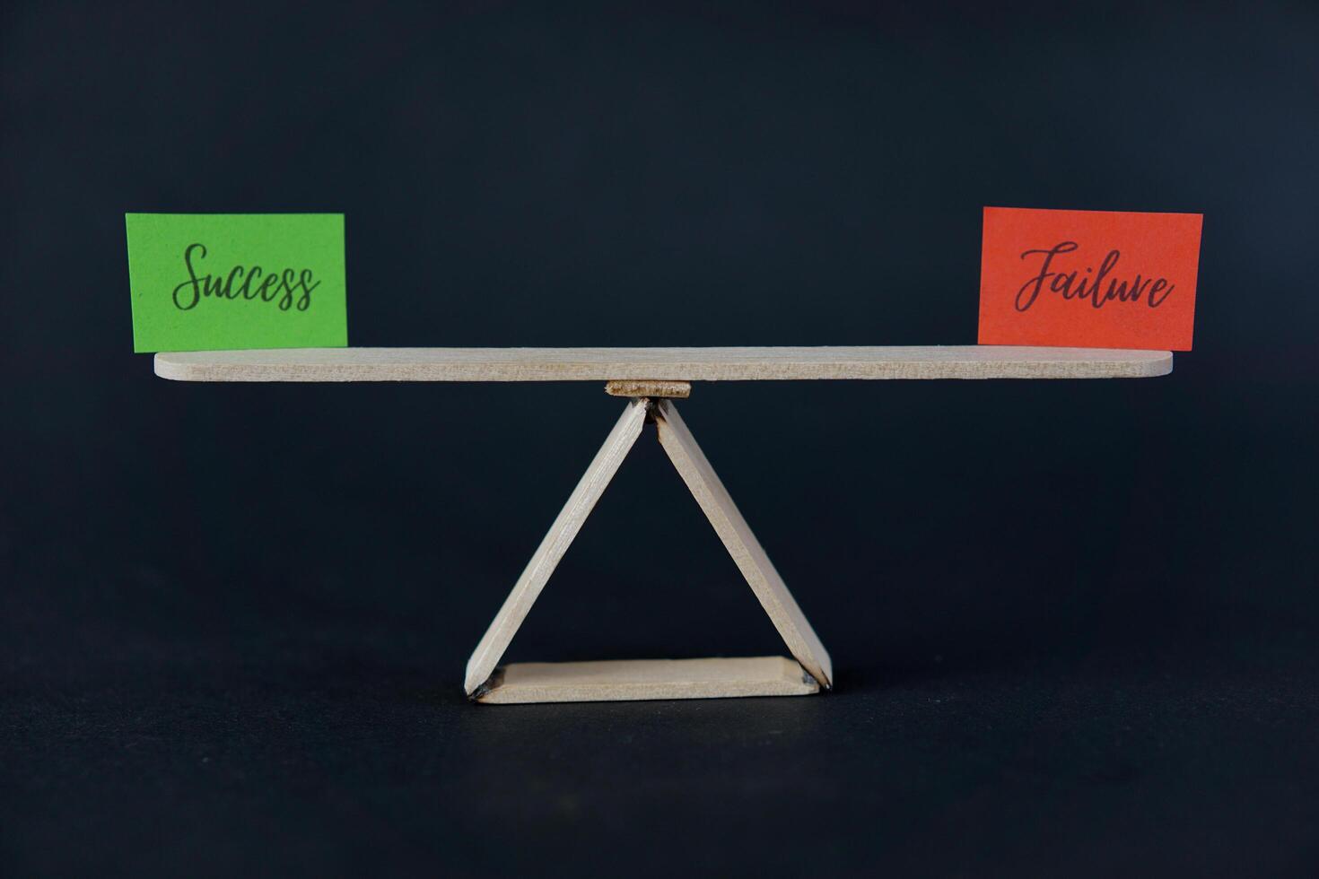 concept of duality using sticky notes with the antonym words Failure - Success made by hand on a dark background photo
