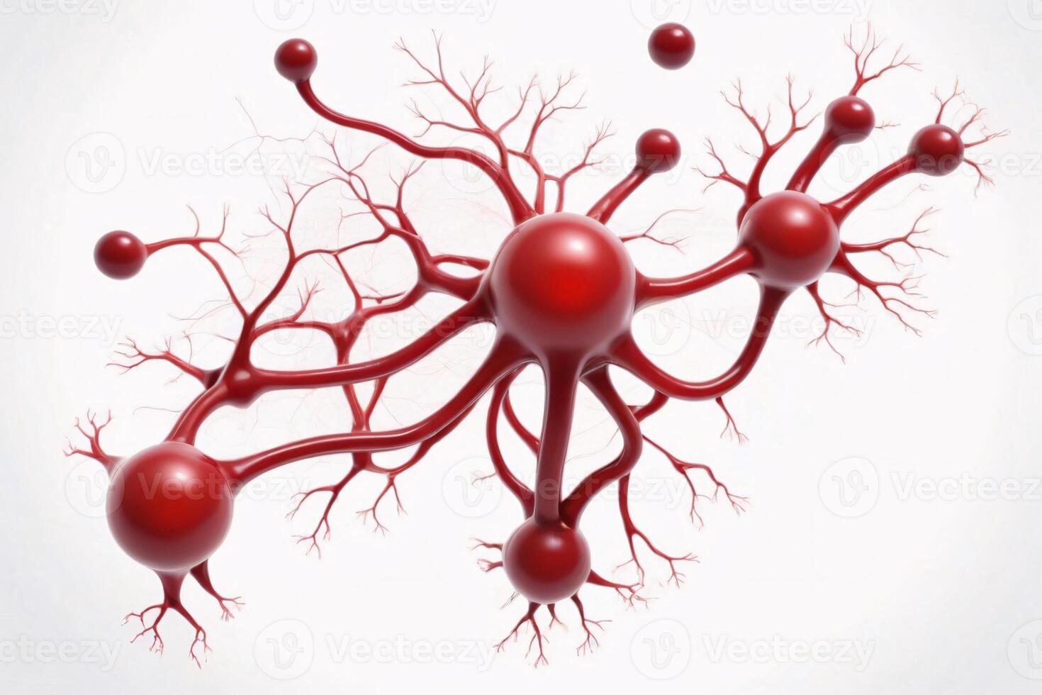 3D rendering of a red abstract network. photo