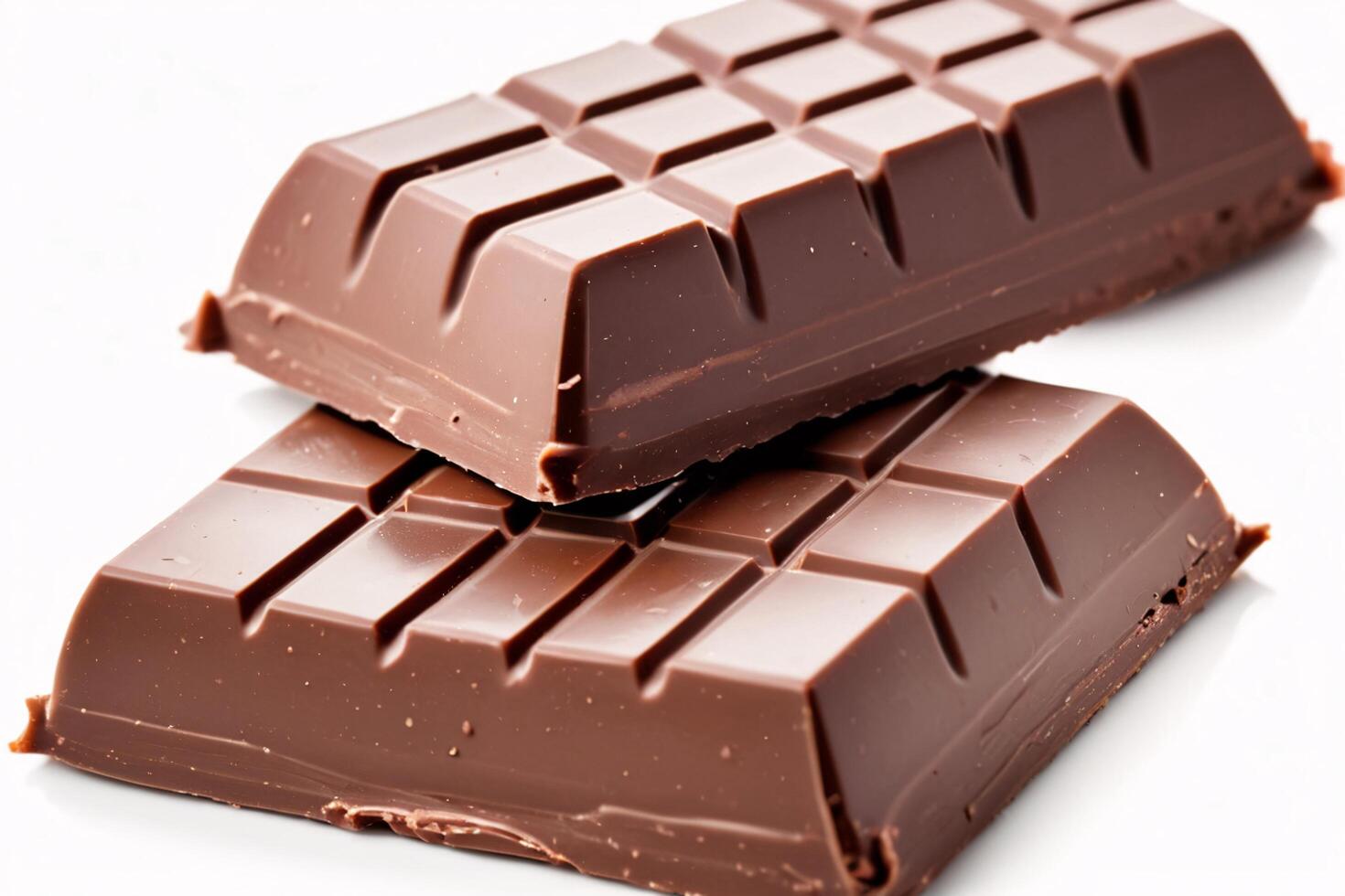 Two chocolate bars on white background. photo
