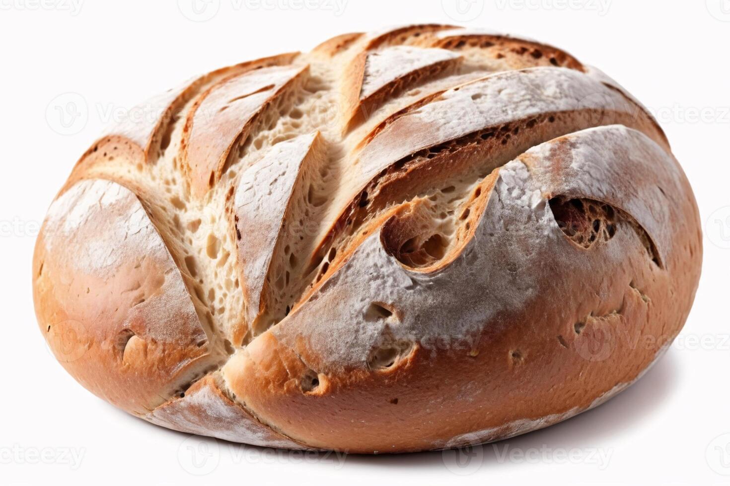 Freshly baked loaf of bread with a crispy crust. photo