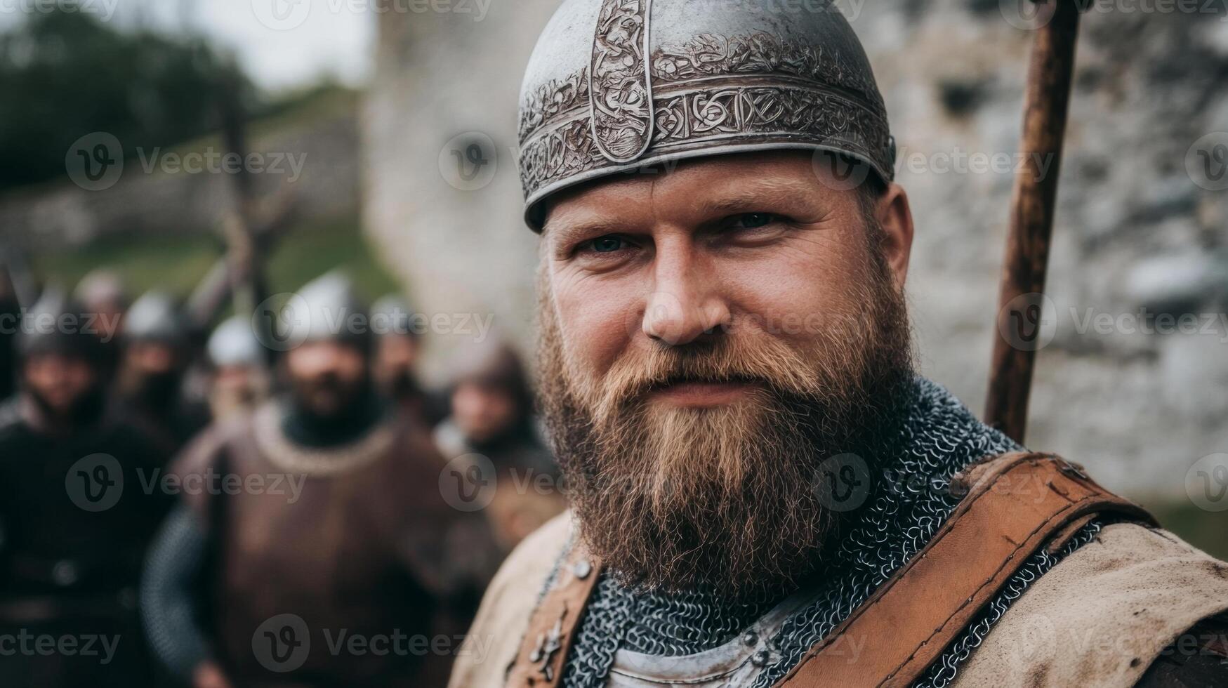 Medieval Warrior in Armor - Historical Re-enactment photo