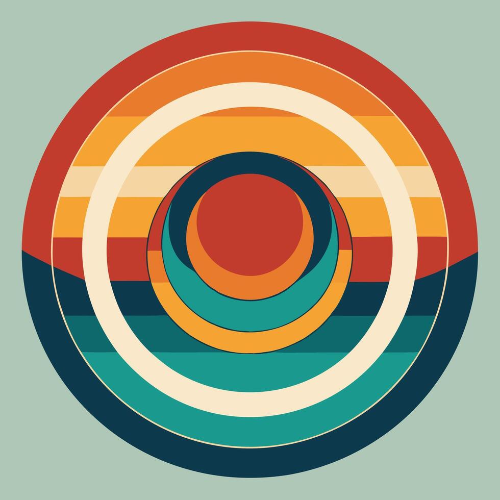 Abstract retro design with layered circles design for creative uses with vibrant retro colors and dynamic styles. vector