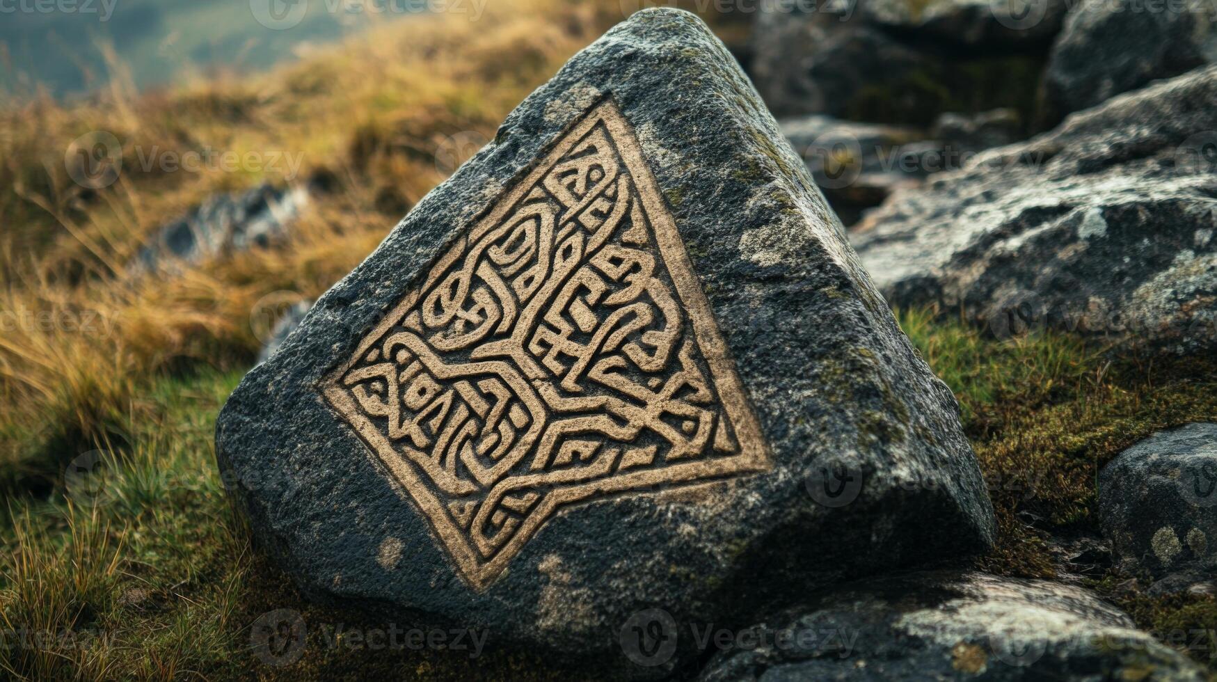 Intricate Carved Design on a Majestic Rock photo