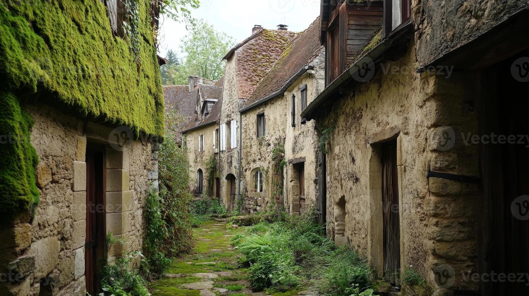 Charming Old Stone Alleyway in a Historic European Town photo