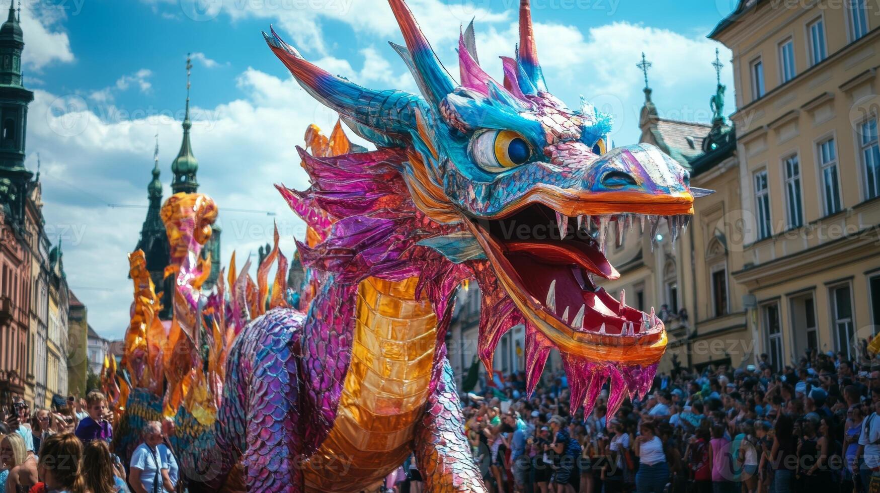 Vibrant Dragon Parade in the City photo