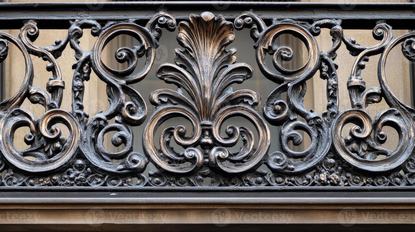 Ornate Black Metal Balcony Railing Design photo