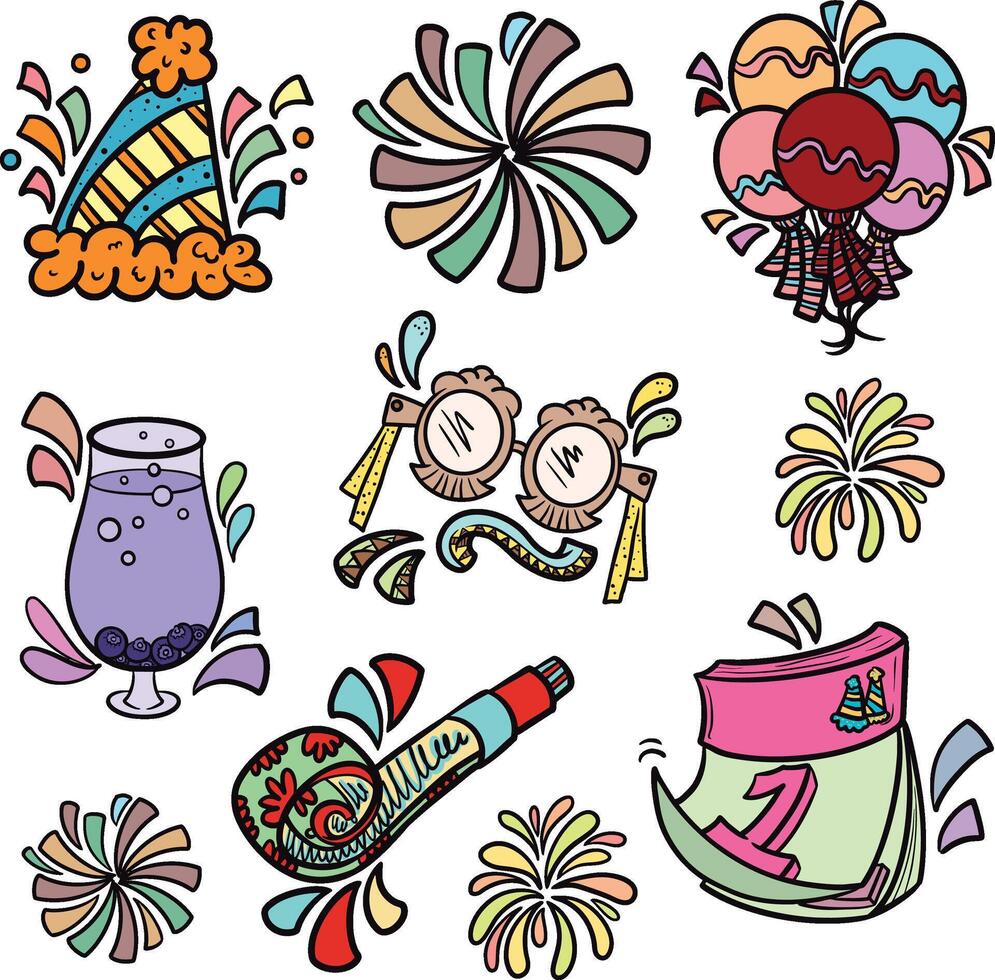 supplies for parties and New Year vector