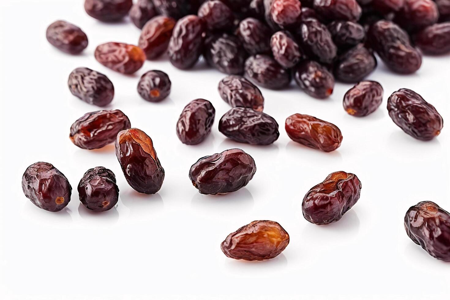 Close-up of dried dates on a white background. photo